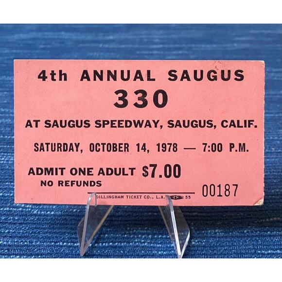Vintage 1978 4th Annual Saugus Santa Clarita Speedway California Race Ticket - Picture 1 of 1